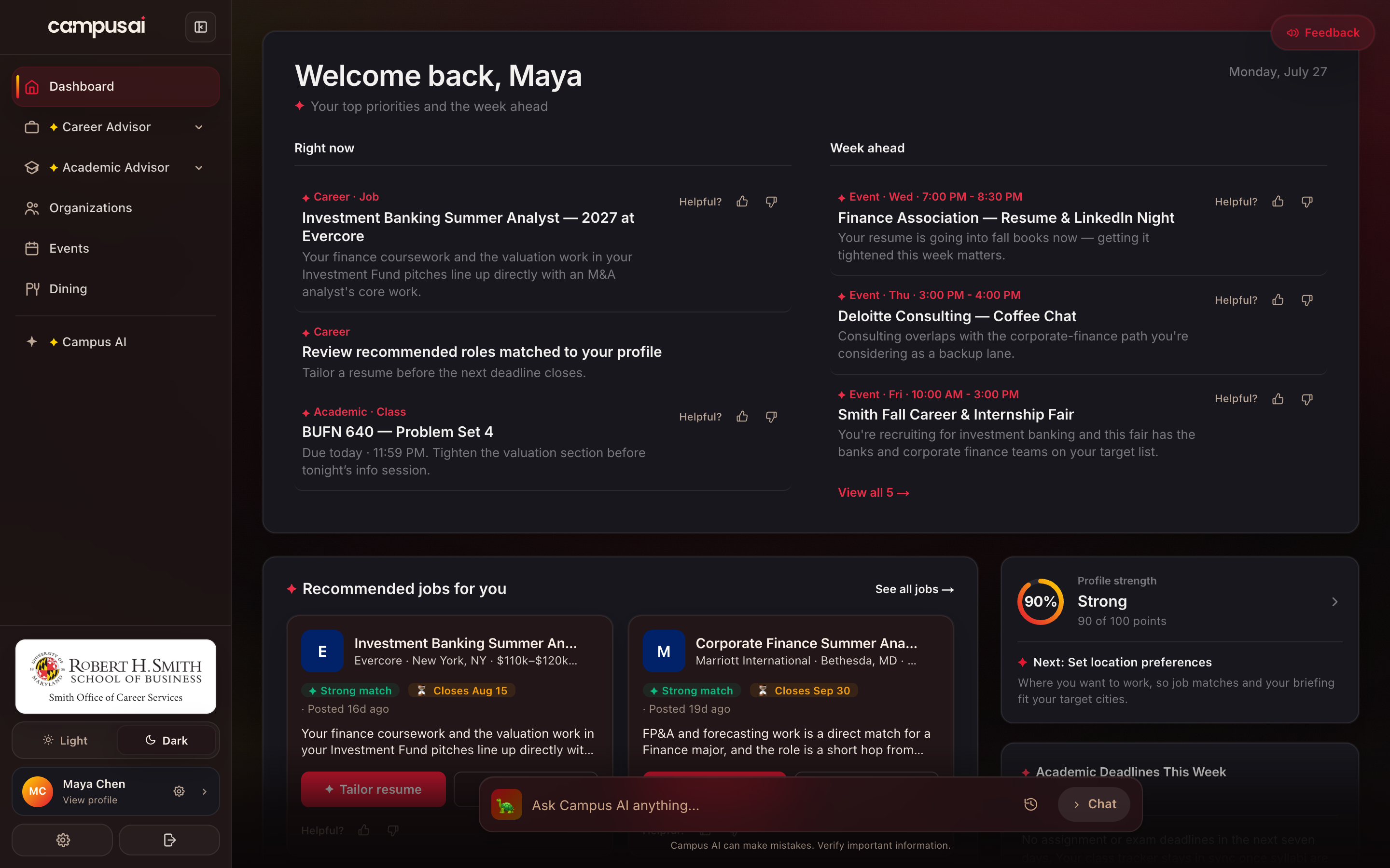 CampusAI web dashboard